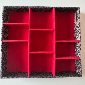 Sheffield Home Red and Black Velvet Flocked Jewelry Organizer for Drawers